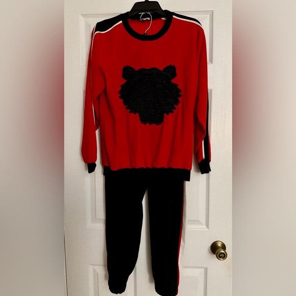 Kenzo Pants - Kenzo Red and Black Tiger Track Set